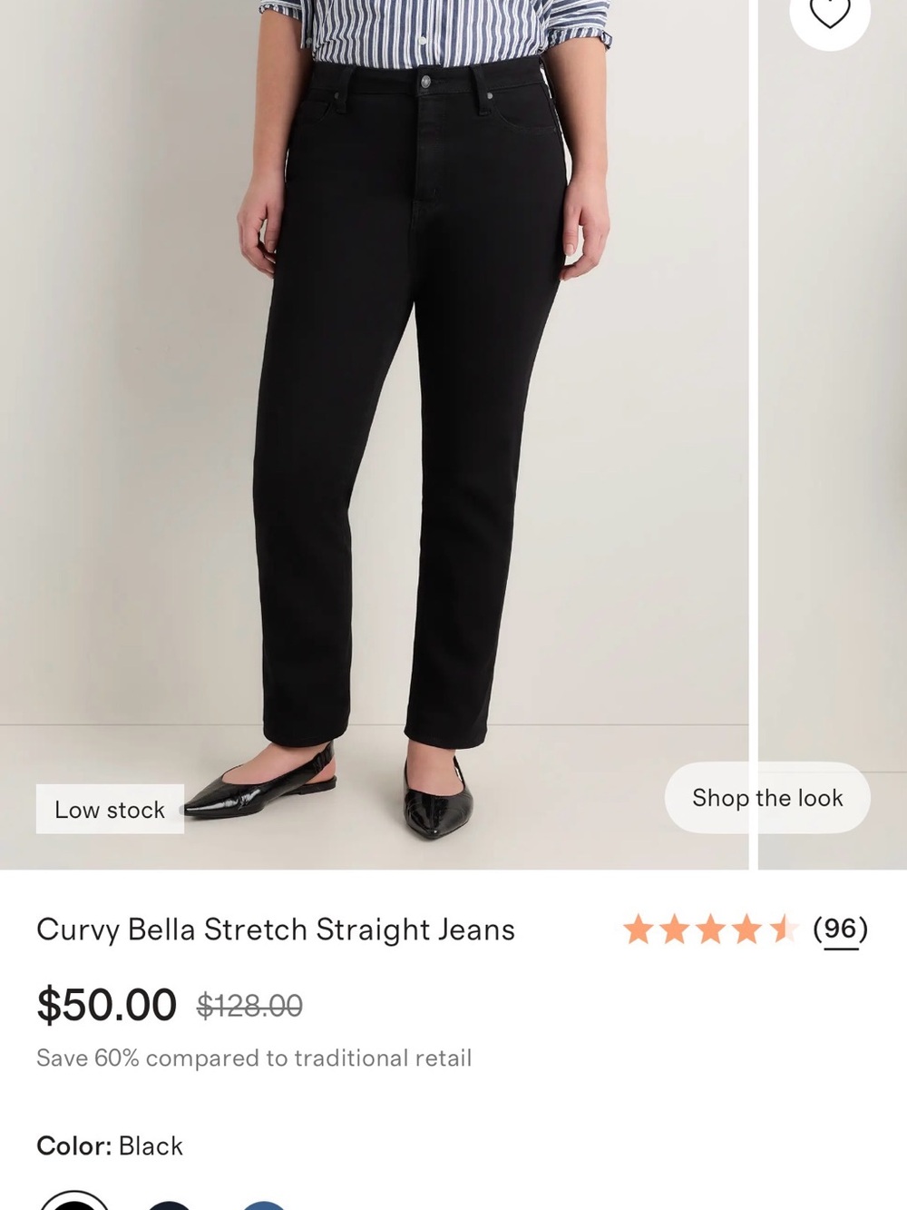 Quince Curvy Bella Black Straight-Leg Jeans